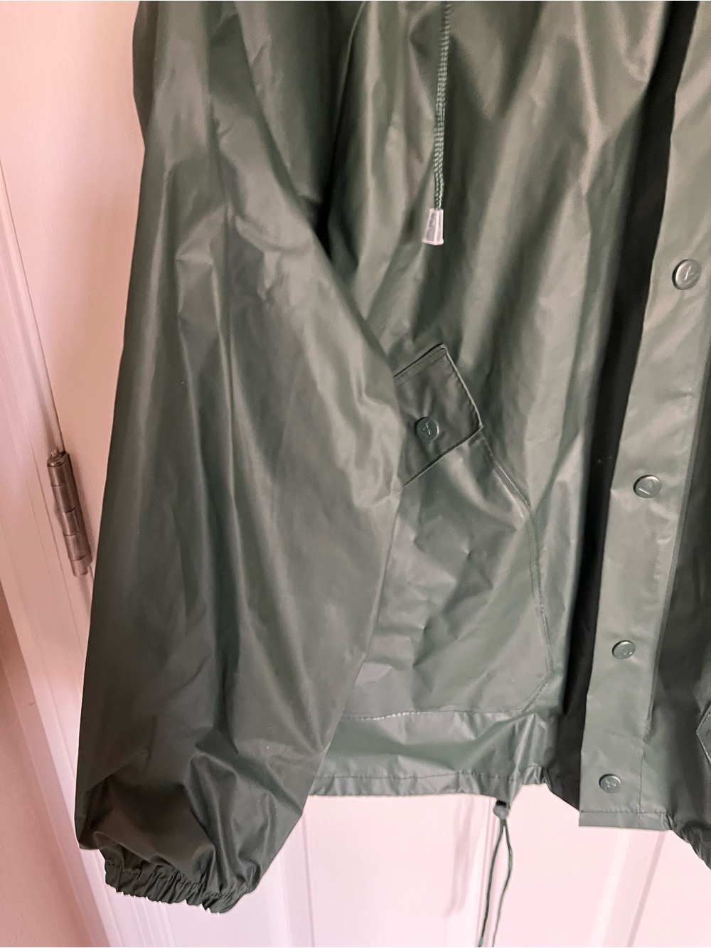 Vintage Academy Broadway Corp Hooded Long Rain Coat Jacket Green Men Size M - Picture 3 of 15